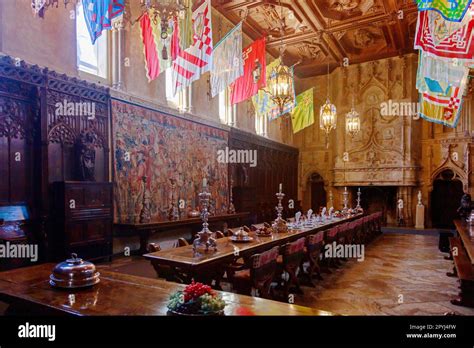 Dining room at Hearst Castle, built by William Randolph Hearst, located ...