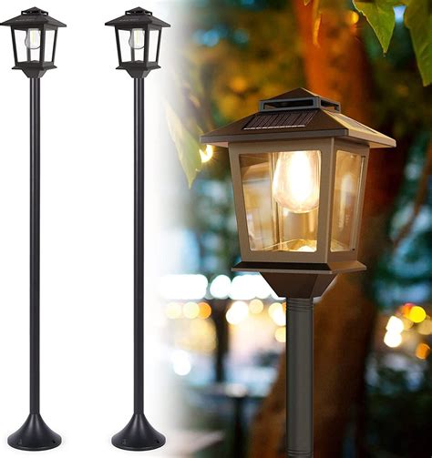 63" Solar Lamp Post Lights Outdoor 2 Pack ,Aluminum Floor Lamp ...