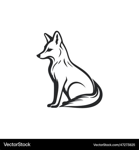 Fox outline linear silhouette for coloring Vector Image