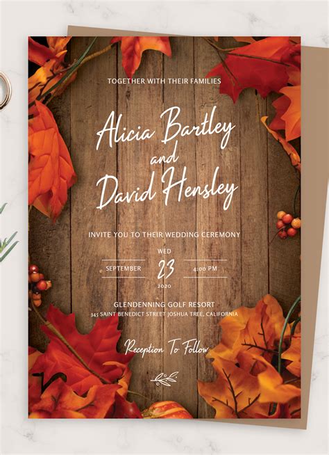 Download Printable Fall Rustic Wedding Invitation PDF