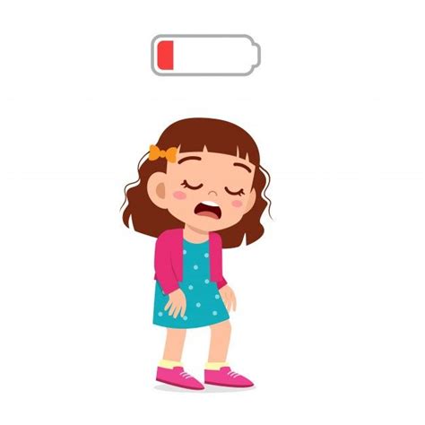 Premium Vector | Happy cute kid girl tired low energy | Cute kids ...