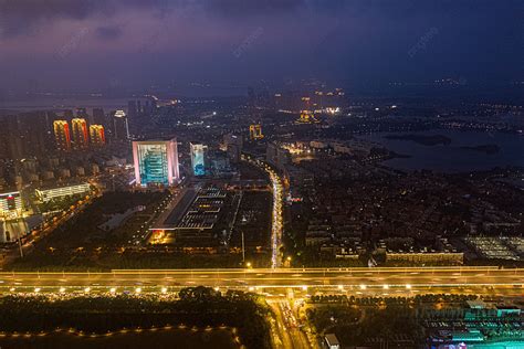 Wuhan City Skyline Cloudy Sky Skyline Triangle Lake Aerial Photography ...