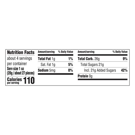 Skittles Nutrition Facts Label