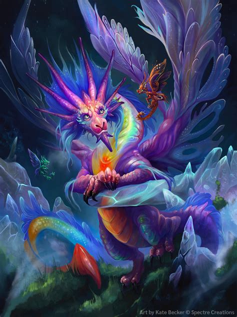 [Art] Prismatic Faerie Dragon (with stats in comments!) : DnD