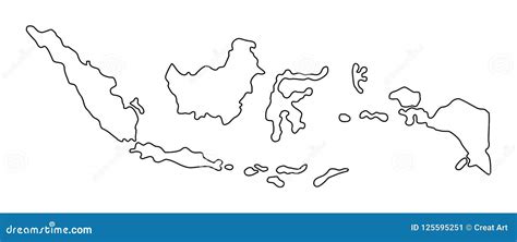 Indonesia Outline Map Vector Illustration Stock Vector - Illustration ...