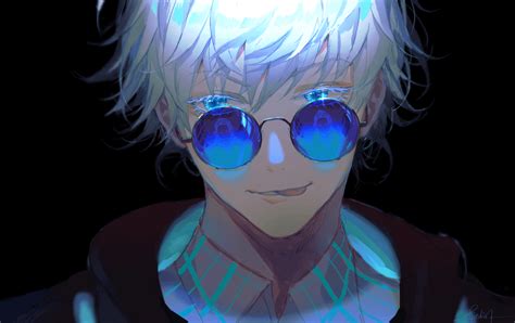 Gojo with shades is so cool so I drew him with blue glasses : JuJutsuKaisen