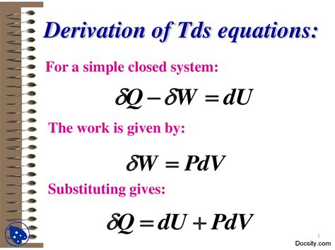 Derivation of Tds Equations-Thermodynamics-Lecture Slides - Docsity