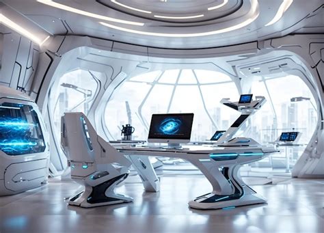 Premium AI Image | A modern and sleek office with futuristic furniture