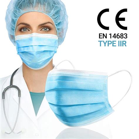 3 Ply Disposable Medical Face Masks - EN 14683 TYPE IIR (Box of 50 ...