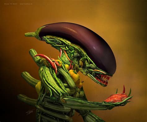 Vegetable Alien | Veggie art, Creative food art, Unusual art