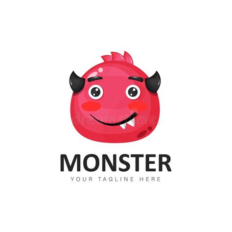 Cute Monster Head Logo Design Illustration Stock Vector - Illustration ...