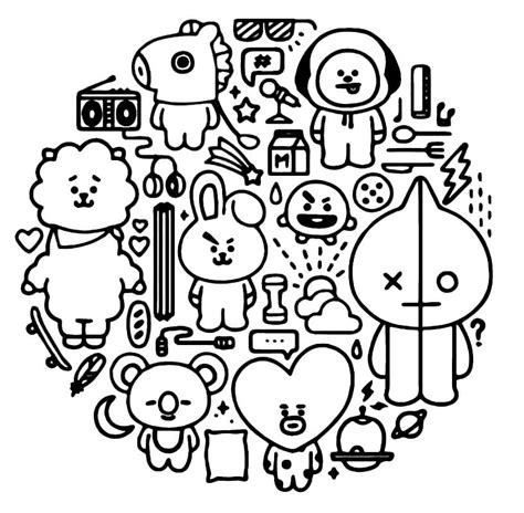 Adorable BT21 Coloring Page - Free Printable Coloring Pages for Kids