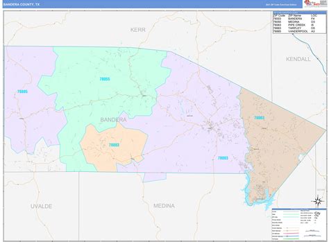 Bandera County, TX Wall Map Color Cast Style by MarketMAPS - MapSales.com