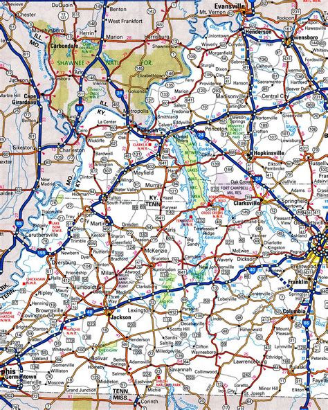 Tennessee road map with distances between cities highway freeway state