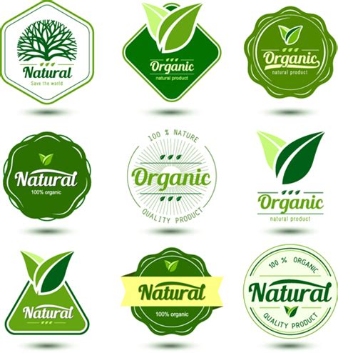 Natural product labels design vector free download