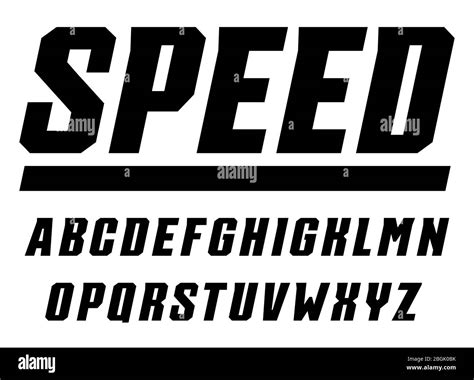 Speed and sport letters set. Tall bold italic style alphabet. Font for ...