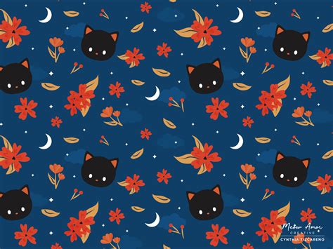 Midnight Cat Pattern by Cynthia Tizcareno on Dribbble