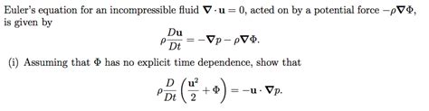 Euler's equation for an incompressible fluid - Mathematics Stack Exchange