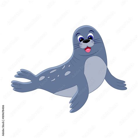 Cute cartoon seal. Arctic animal. Vector illustration isolated on white ...