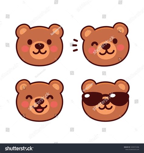 Cute Cartoon Bear Face Set Mascot Stock Vector (Royalty Free ...