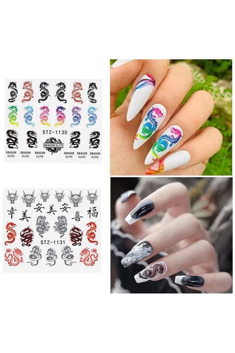 18 Sheets Dragon Nail Art Stickers Decals,Pattern self-Adhesive Nail ...