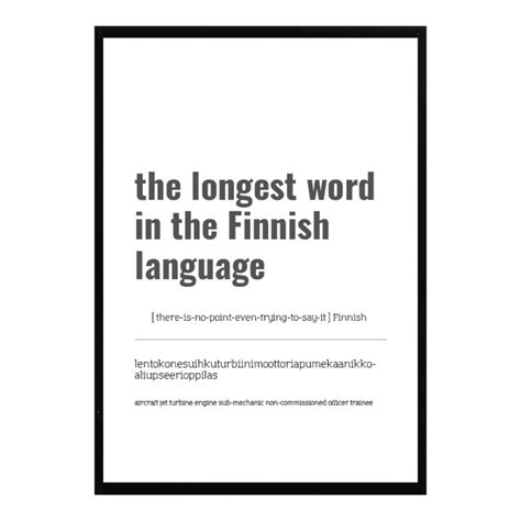 The Longest Word in the Finnish Language, Digital Print, Finnish Print ...