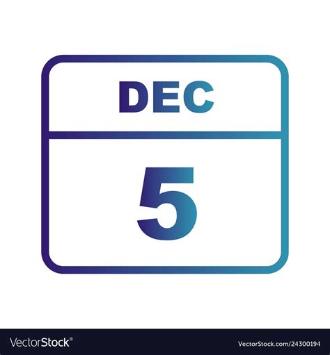 December 5th date on a single day calendar Vector Image