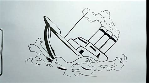 How to Draw Sinking Ship Step by Step - YouTube