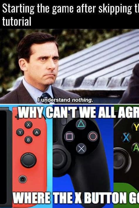 a meme with three different video game controllers