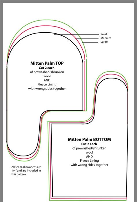 Free Printable Mitten Pattern Sewing