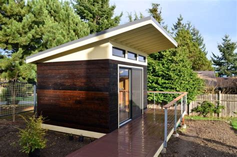 Exterior Breathtaking Modern Shed Design With Black And Brown Wall With ...