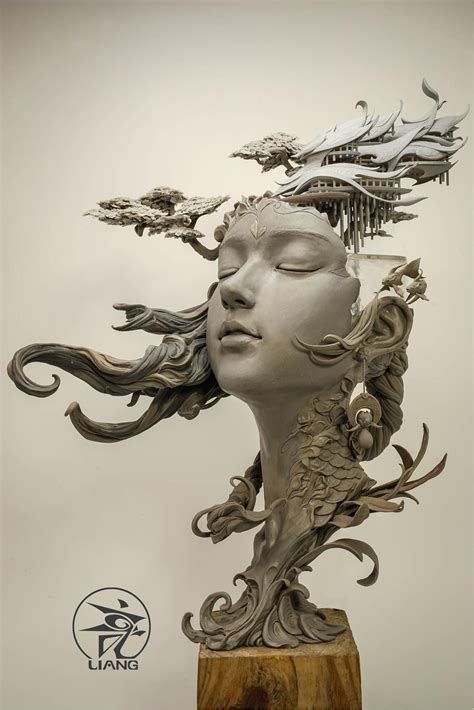 Dreamlike Landscapes Grow from Sculptural Portraits by Yuanxing Liang ...