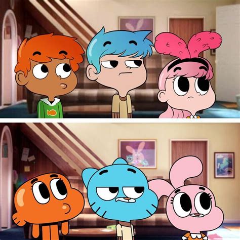 Darwin, Gumball and Anais as humans 🐡😸🐰👨‍👨‍👧⁣ ⁣ 🎨: Melshow/DeviantArt ...