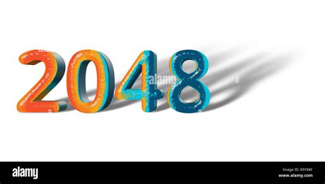 3D Number Year 2048 joyful hopeful colors and white background Stock ...