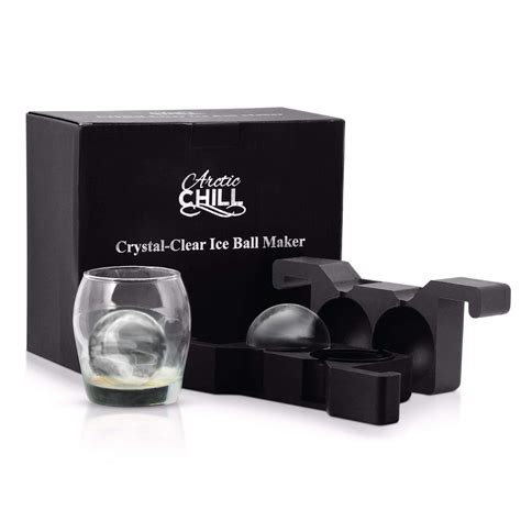 Jumbo 2.5 Inch Crystal Clear Ice Ball Maker, Round Spherical Ice Cube ...