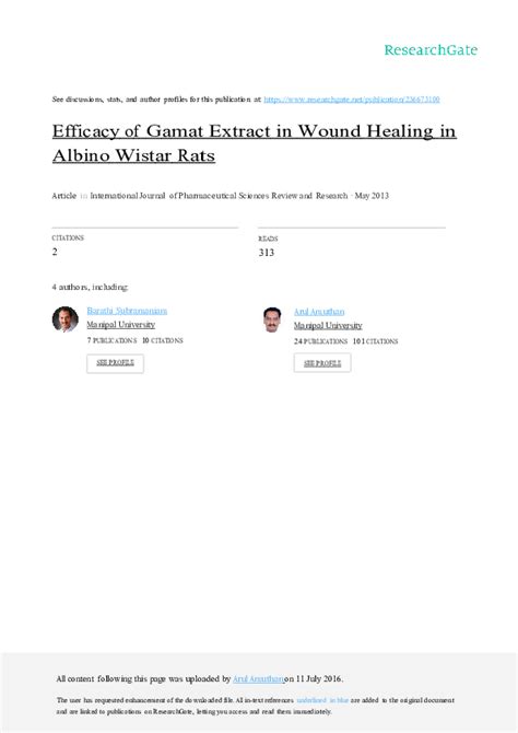 (DOC) Efficacy of Gamat Extract in Wound Healing in | nitya wita utama ...