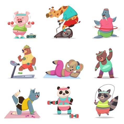 Premium Vector | Funny animals doing exercise. fitness and healthy ...