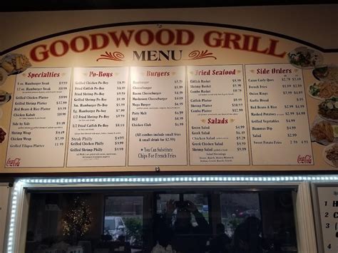 Menu at Goodwood Grill restaurant, Baton Rouge