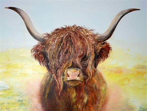 Highland Cow Print of Original Oil Painting Modern Art Print | Etsy