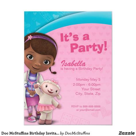 Doc McStuffins Birthday Invitation | Zazzle.com in 2020 | Birthday ...