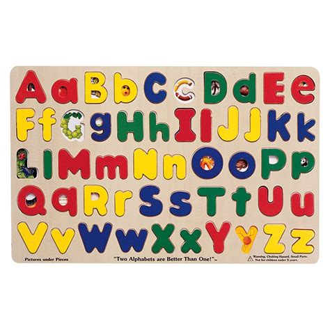 Melissa & Doug Upper & Lower Case Alphabet Letters Wooden Puzzle (52pc ...