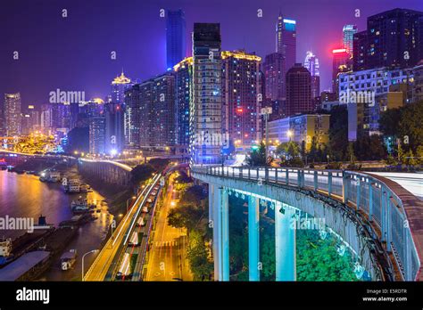 Chongqing, China night time cityscape Stock Photo, Royalty Free Image ...