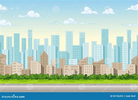 Seamless Cartoon City Background Stock Vector - Illustration of ...