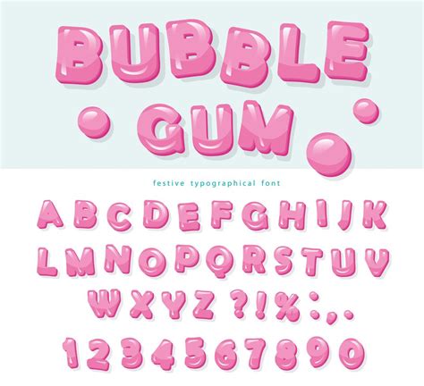 Bubble gum font design. Sweet ABC letters and numbers. 670829 Vector ...