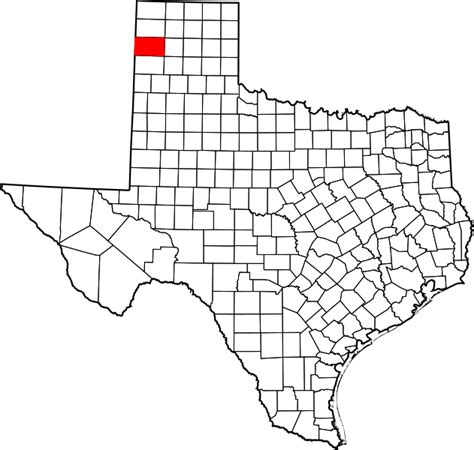 Image: Map of Texas highlighting Oldham County