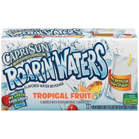 Capri Sun Roarin' Waters Flavored Water Beverage, Tropical Fruit, 10 ...