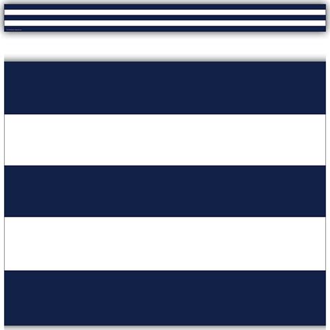 Navy Blue & White Stripes Straight Border Trim - TCR5289 | Teacher ...