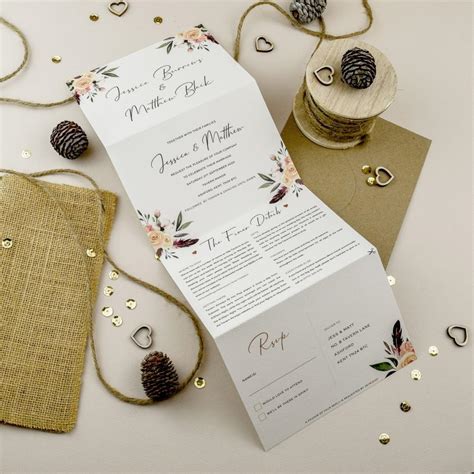 Multi Fold Invitation, Floral Wedding Invitation, All In One Wedding ...