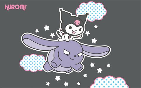 Kawaii Kuromi Flying On Baku Desktop Wallpaper - Kawaii Hoshi