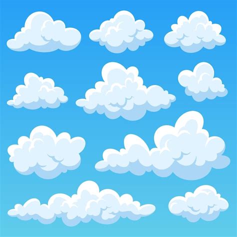 Premium Vector | Cartoon clouds in the blue sky vector collection